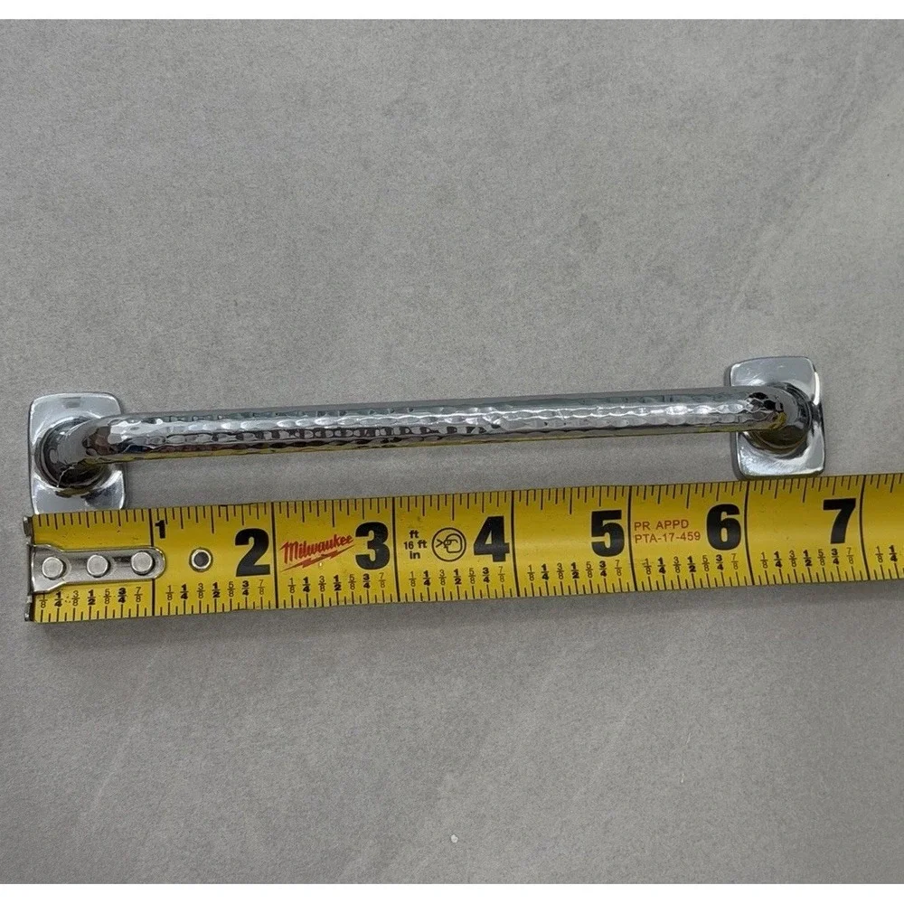 Pottery Barn Polished Nickel Hammered Metal Bar Pull Cabinet Drawer Handles NWOT